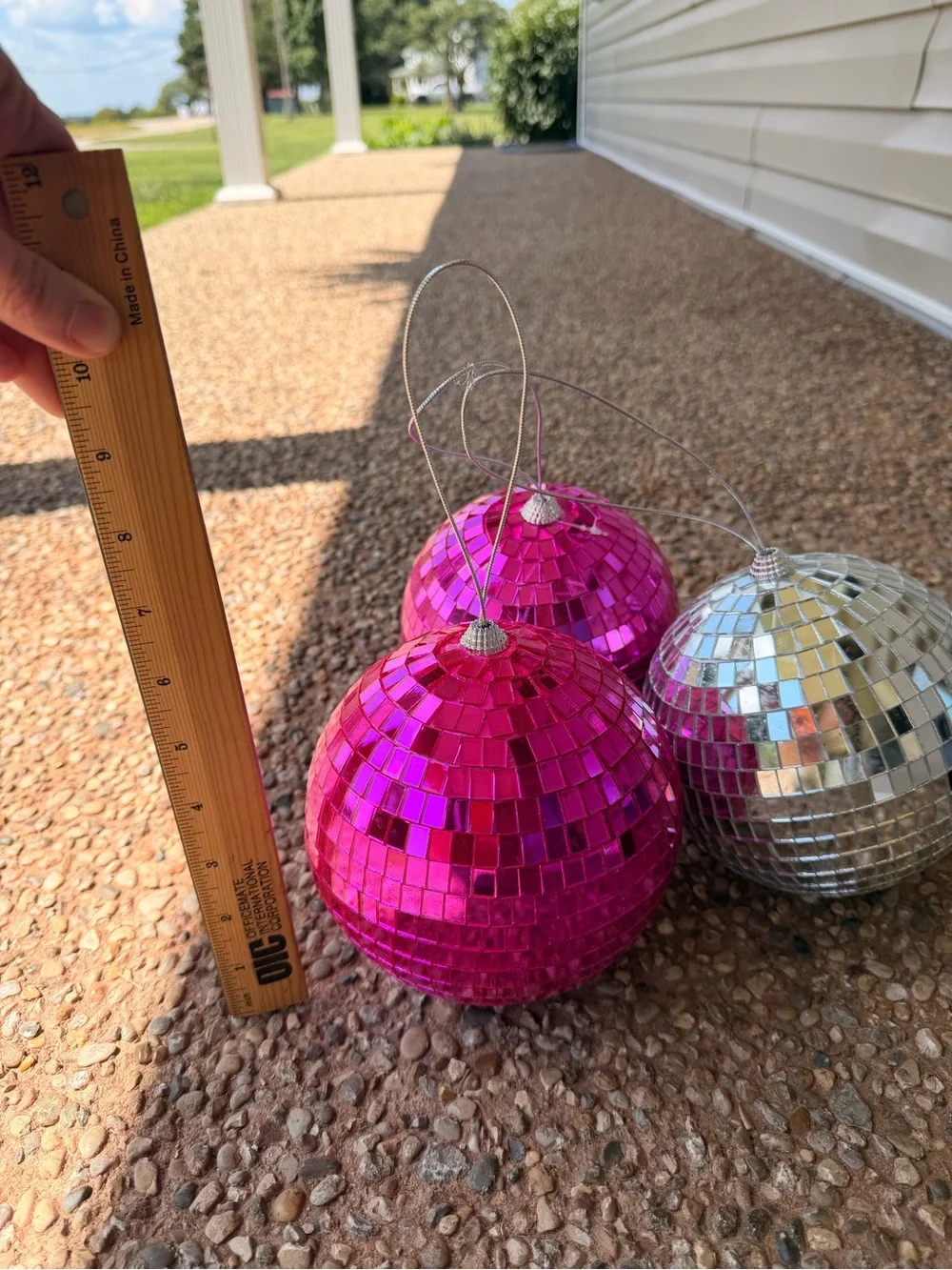 Pink Mirrored Disco Ball Hanging Party Decor - Set of 3